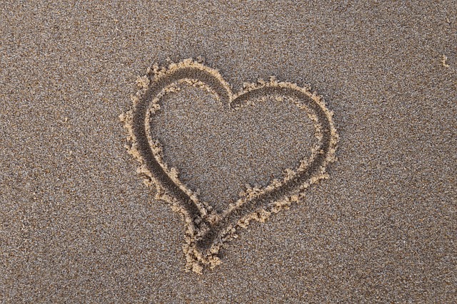 heart, sand, beach