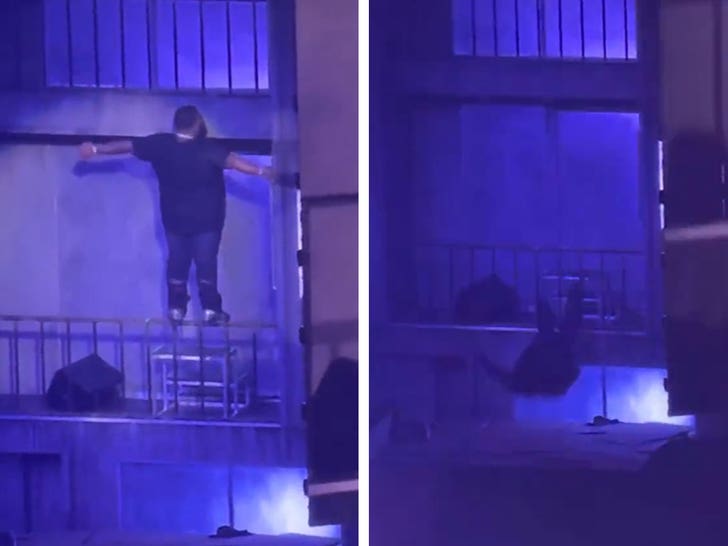 Rod Wave Jumps From Railing, Crashes Through Stage Back First