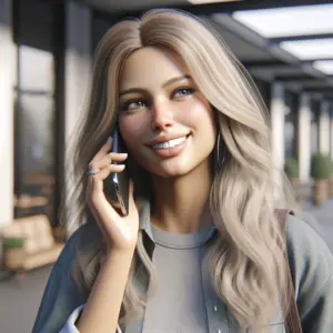 Best Free People Search showing an image of a young woman on the phone. She is blonde, has long hair, and is smiling